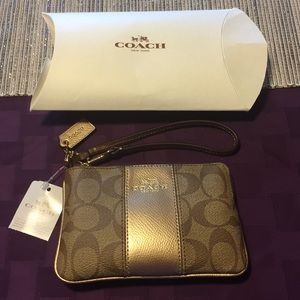 Coach Brown/Khaki/Tan Wristlet